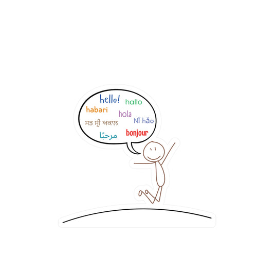 Hello! Multilingual Kiss-Cut Vinyl Decals, Fun Stickers for Decor, Home Office, Gifts, International Greetings, Cute Wall Art