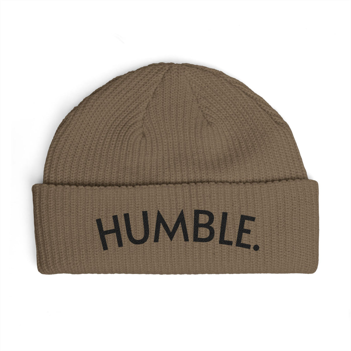 "HUMBLE." Embroidered Cuff Fisherman Beanie