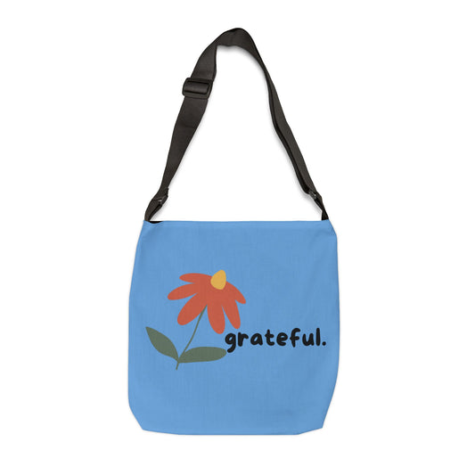 "Grateful" Floral Tote – Adjustable Strap!