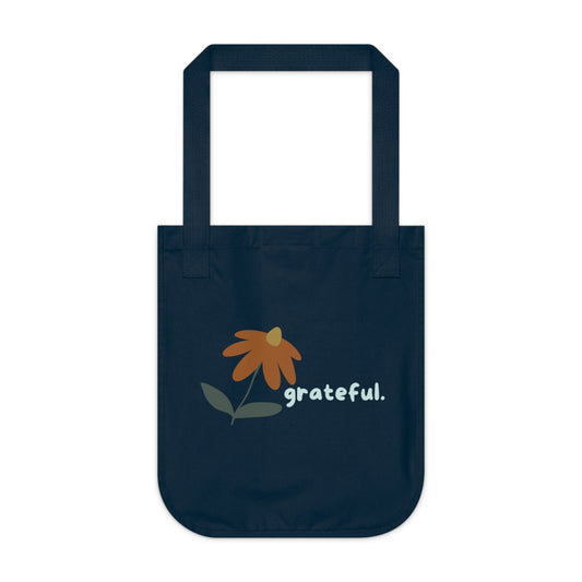 "grateful." Organic Canvas Tote Bag | Eco-Friendly