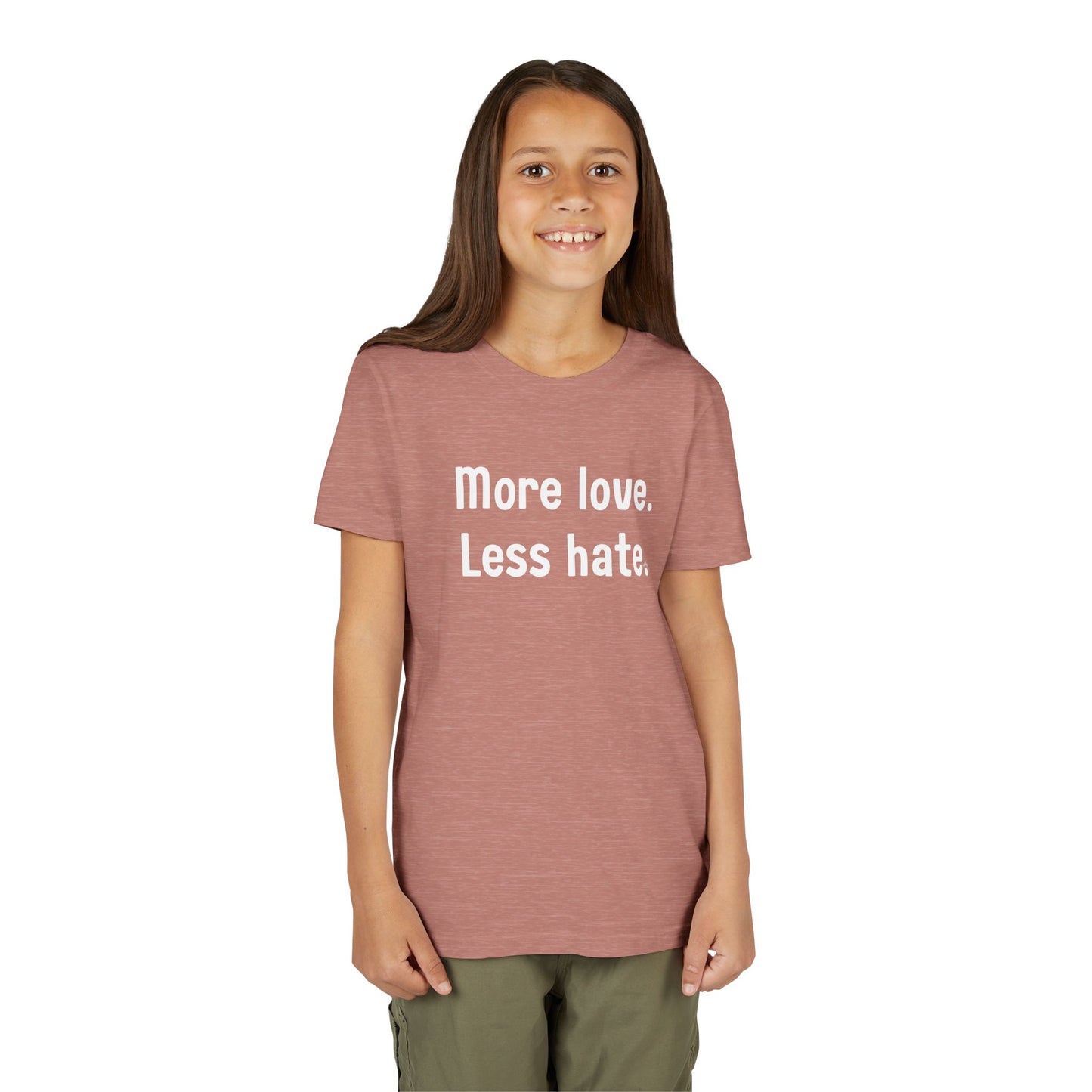 "More love. Less hate." Inspirational Kids T-Shirt