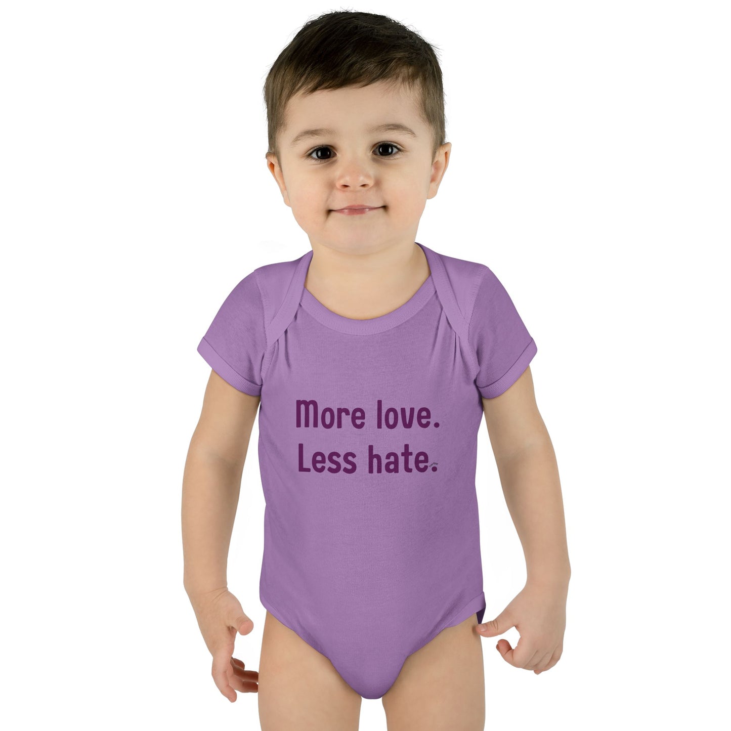 "More love. Less hate." – Baby Onesie, Positive Message Newborn Gift