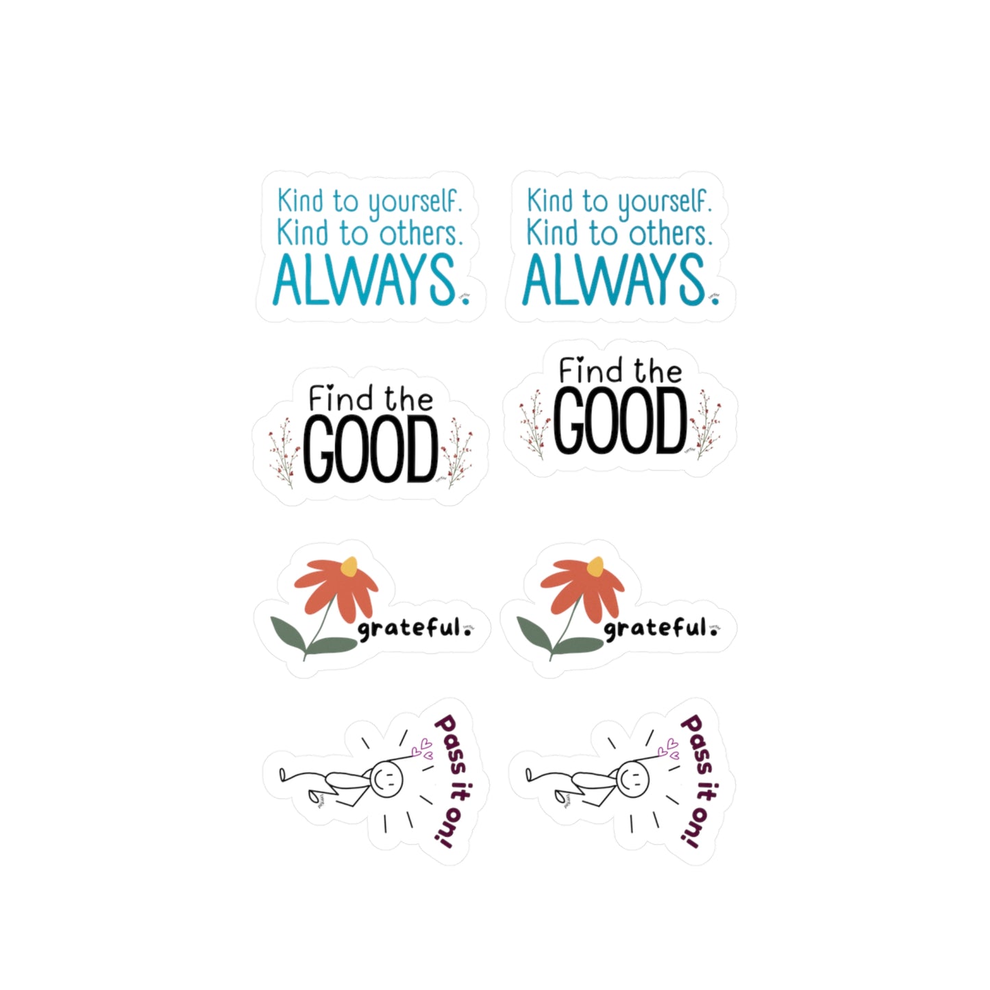 Kindness & Positivity Sticker Sheet – Inspirational Quote Stickers Gift