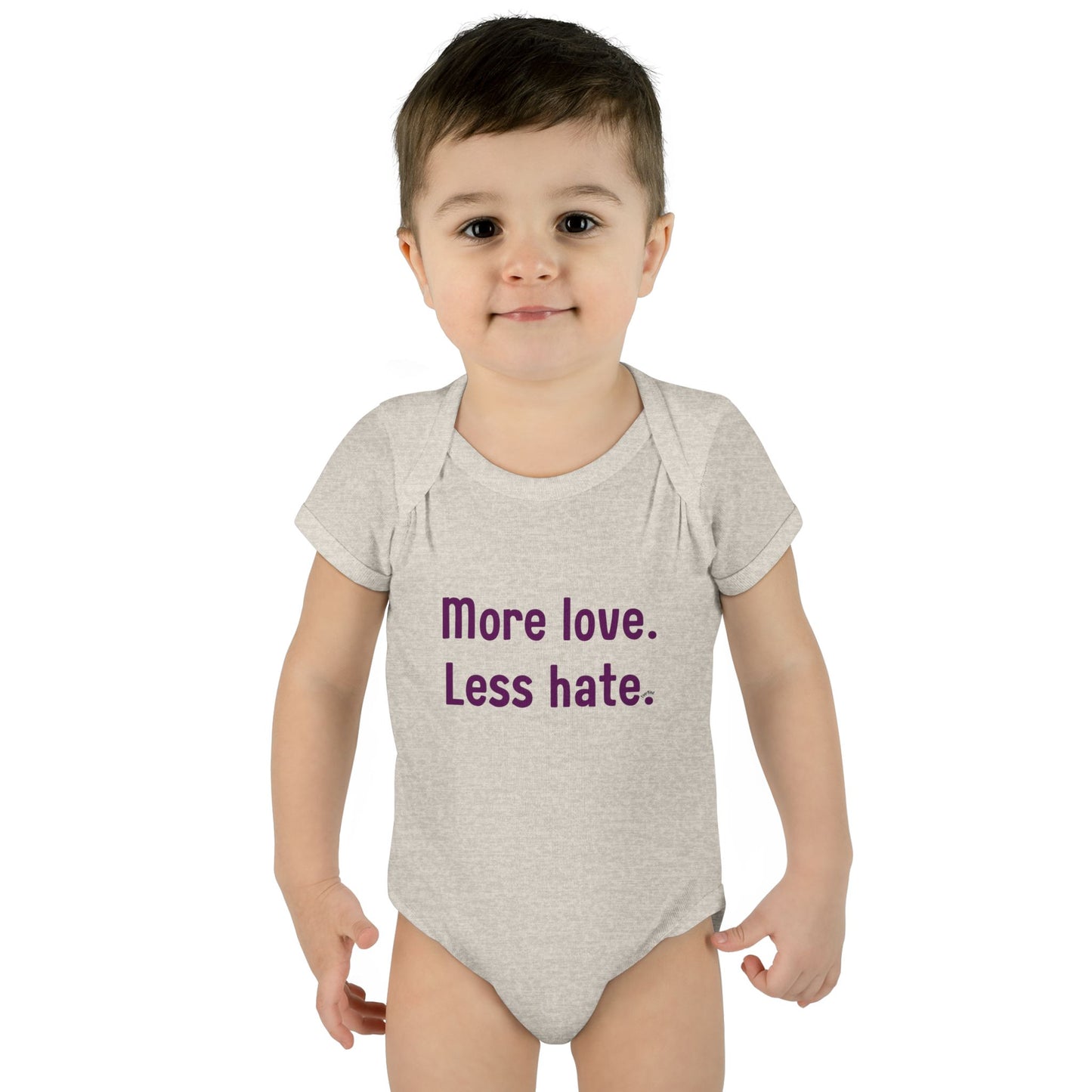 "More love. Less hate." – Baby Onesie, Positive Message Newborn Gift