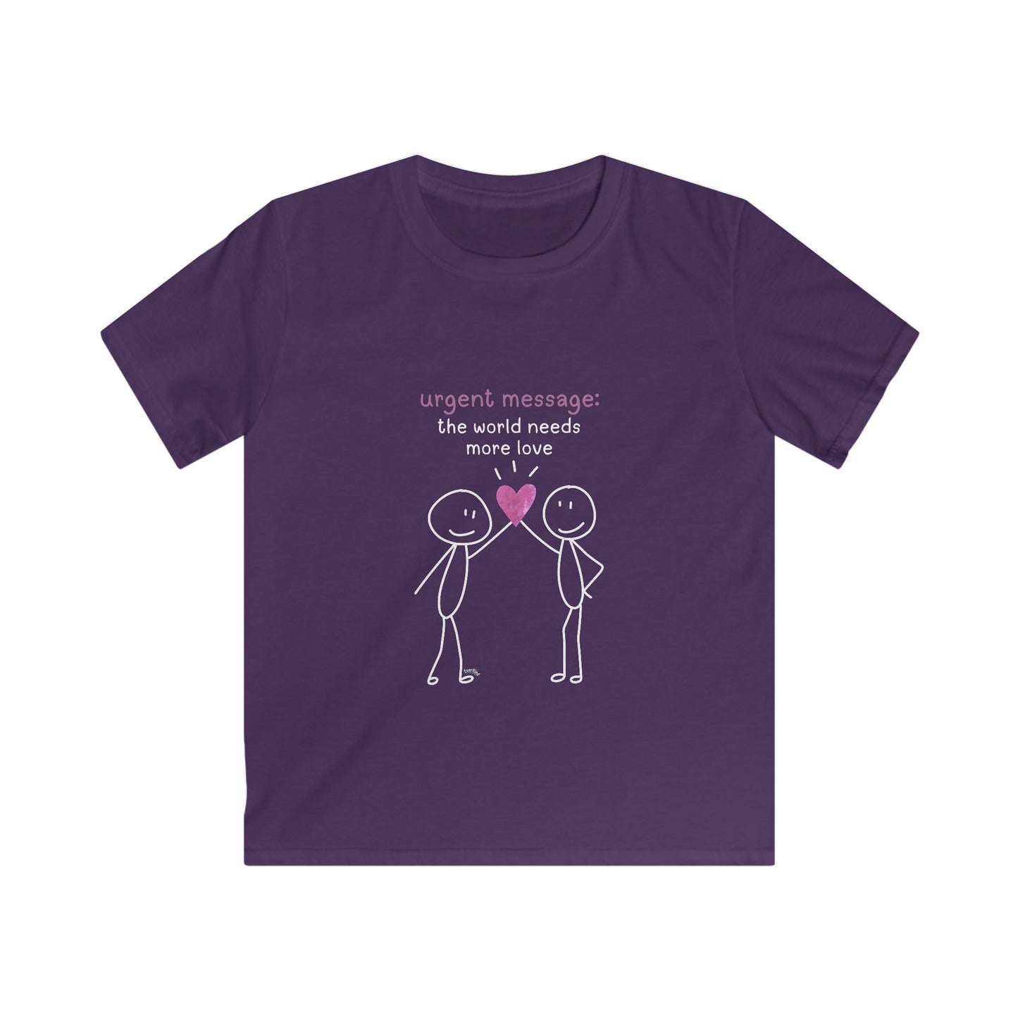 "Urgent Message: The World Needs More Love" Cute Heart Stick Figure Kids' Shirt