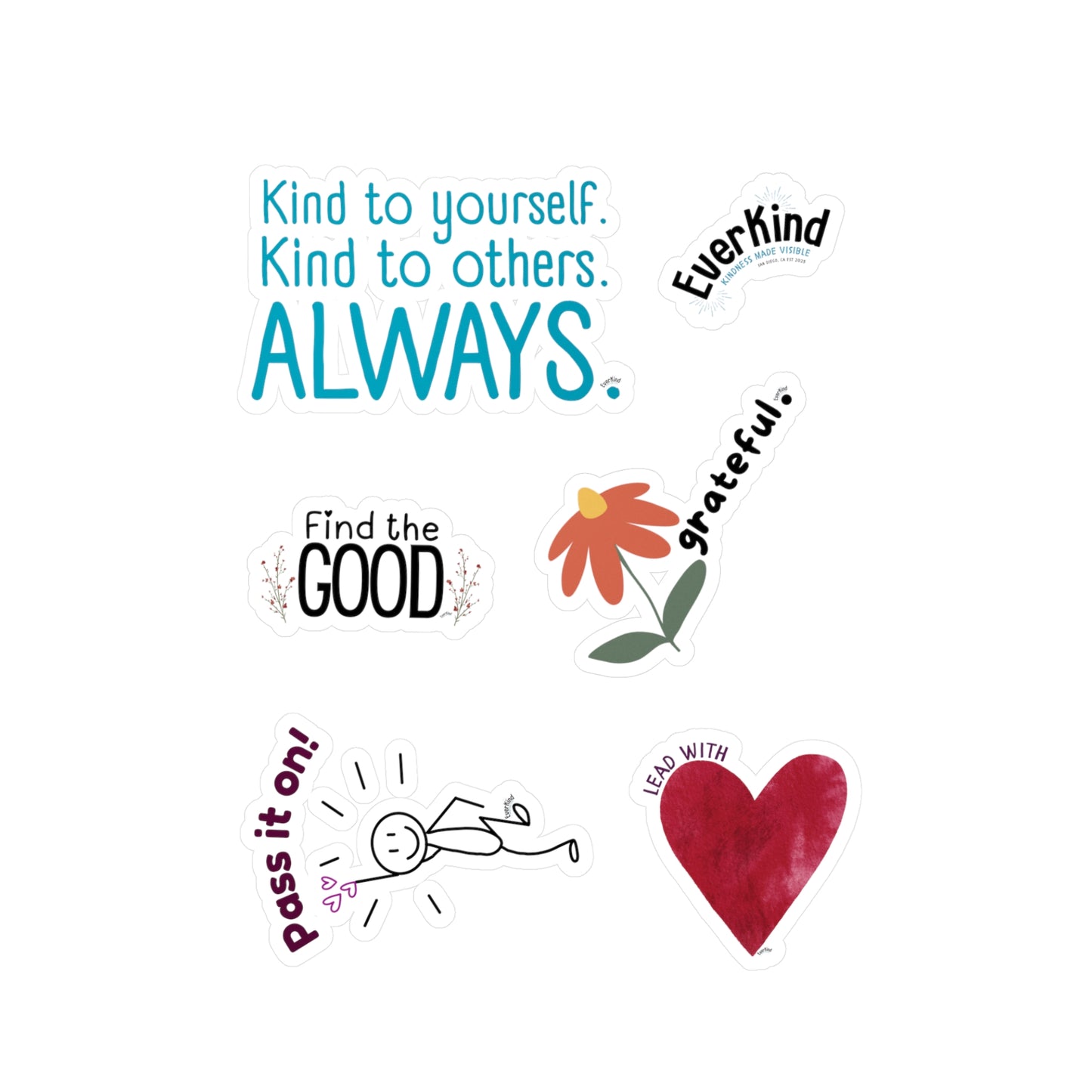 Kindness & Positivity Sticker Sheet – Inspirational Quote Stickers Gift