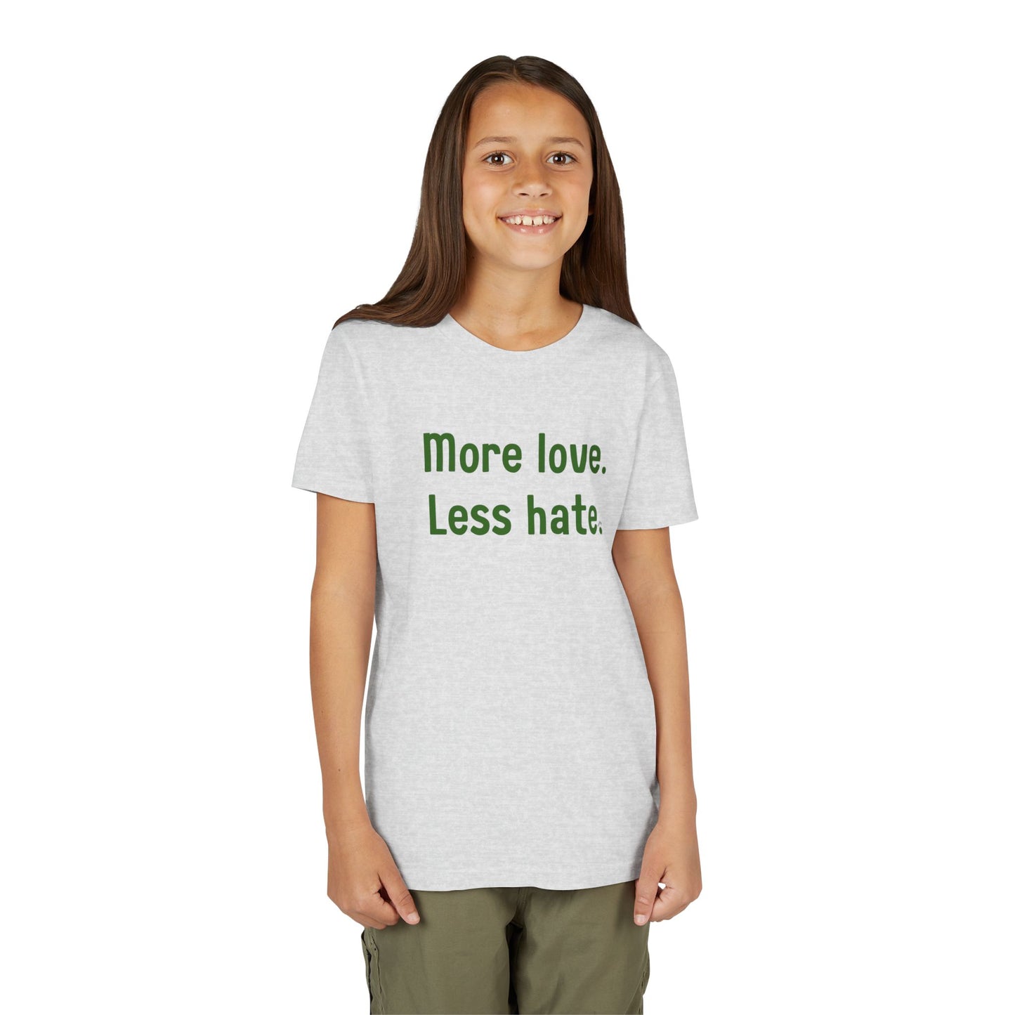 "More love. Less hate." Inspirational Kids T-Shirt