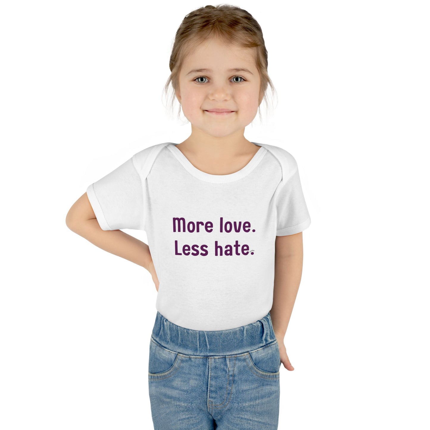 "More love. Less hate." – Baby Onesie, Positive Message Newborn Gift