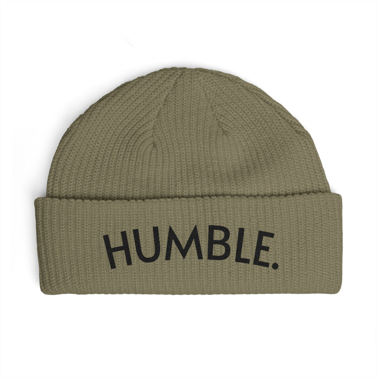 "HUMBLE." Embroidered Cuff Fisherman Beanie