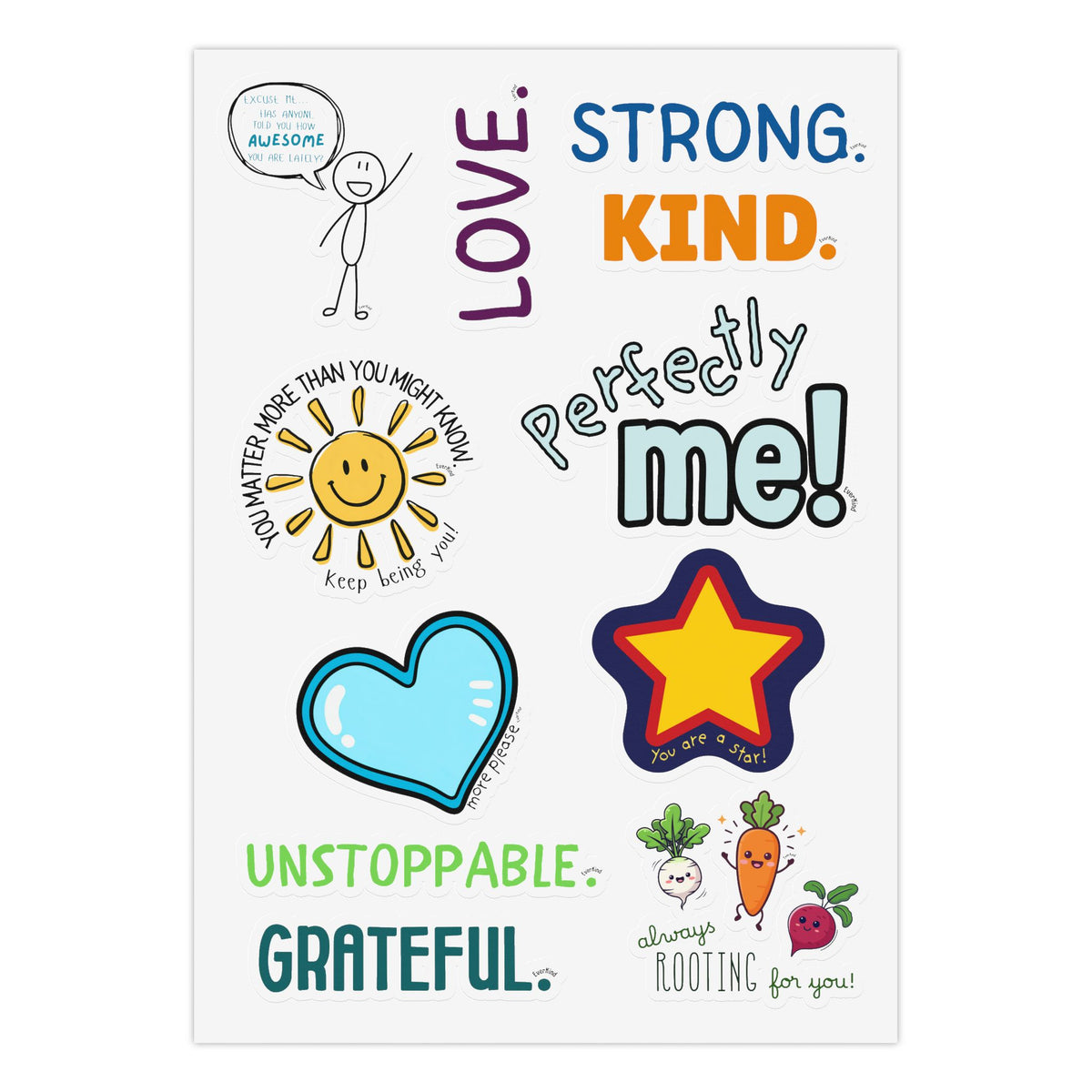 Positive Affirmations and Encouragement Kiss-Cut Sticker Sheet