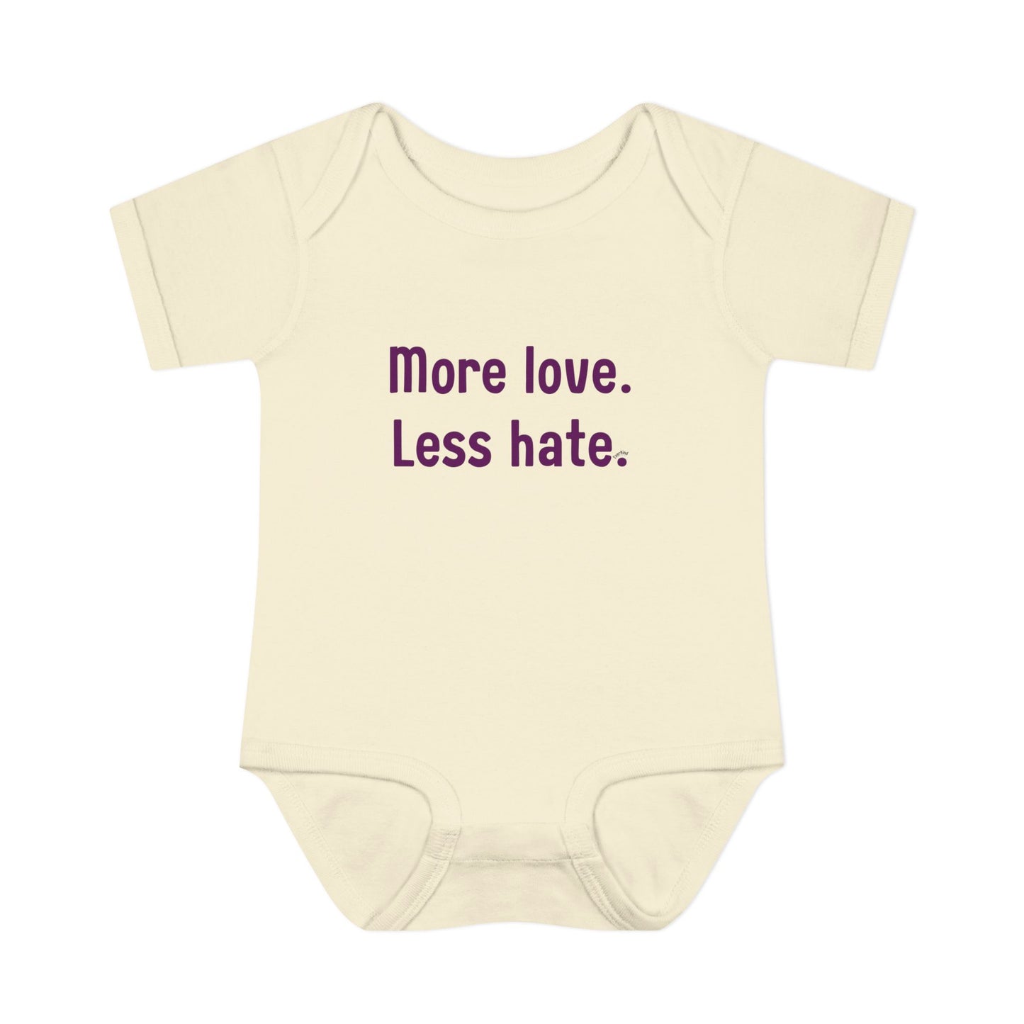 "More love. Less hate." – Baby Onesie, Positive Message Newborn Gift