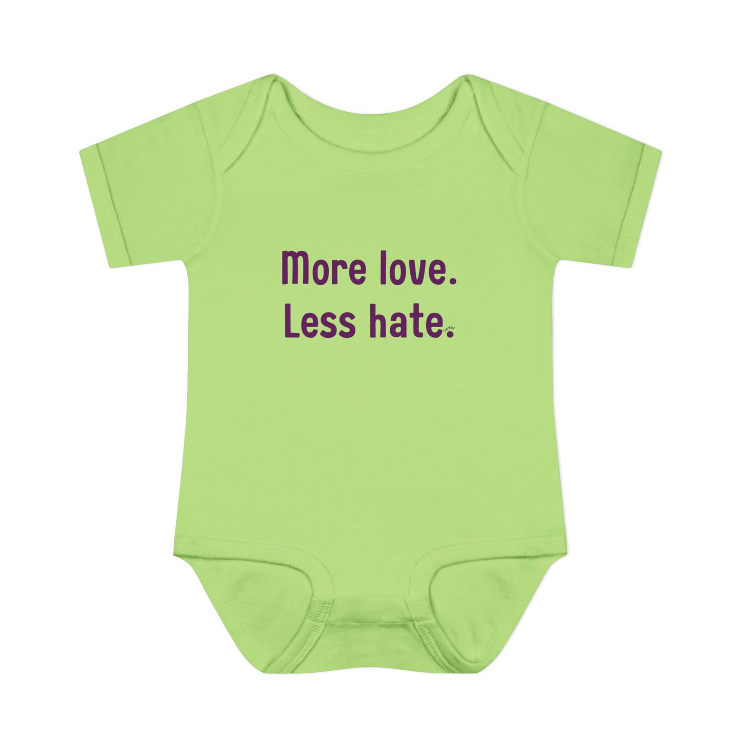 "More love. Less hate." – Baby Onesie, Positive Message Newborn Gift