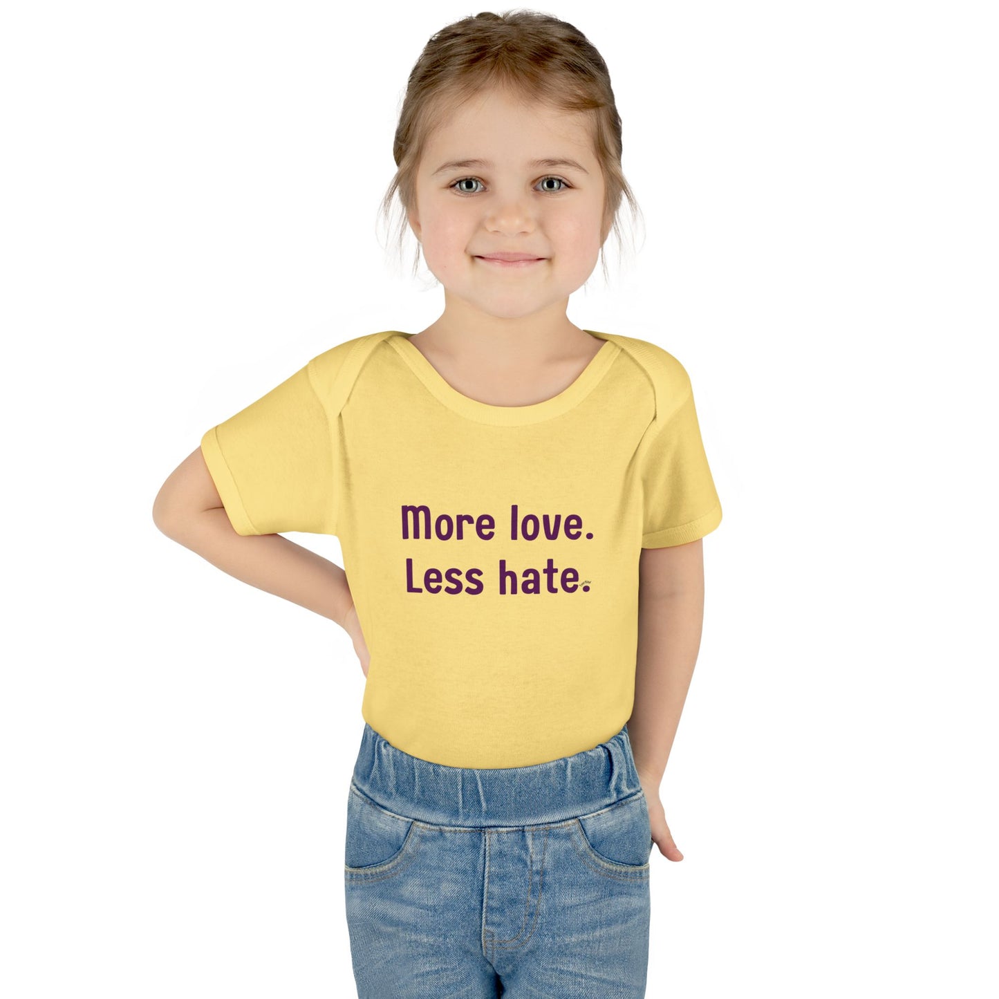 "More love. Less hate." – Baby Onesie, Positive Message Newborn Gift