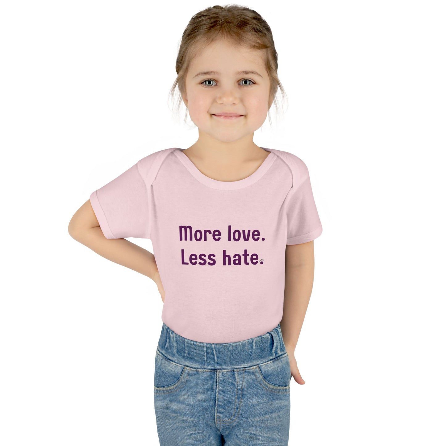 "More love. Less hate." – Baby Onesie, Positive Message Newborn Gift