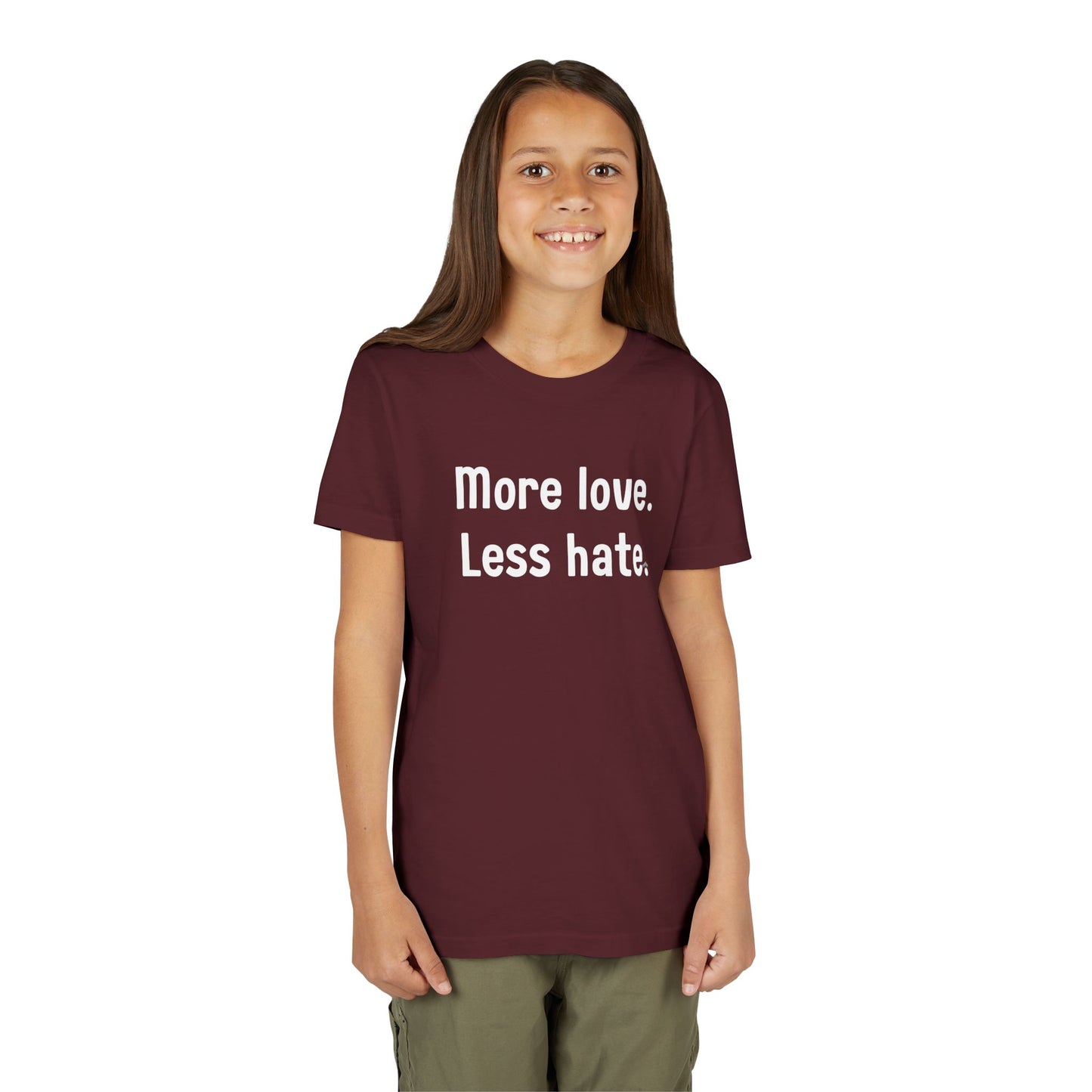 "More love. Less hate." Inspirational Kids T-Shirt