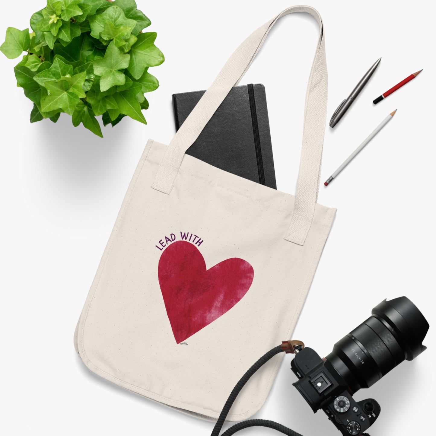 "Lead with love" Organic Canvas Tote Bag