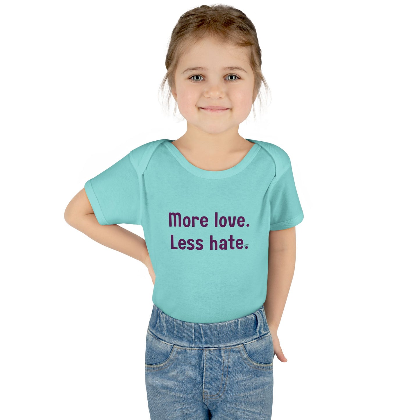 "More love. Less hate." – Baby Onesie, Positive Message Newborn Gift
