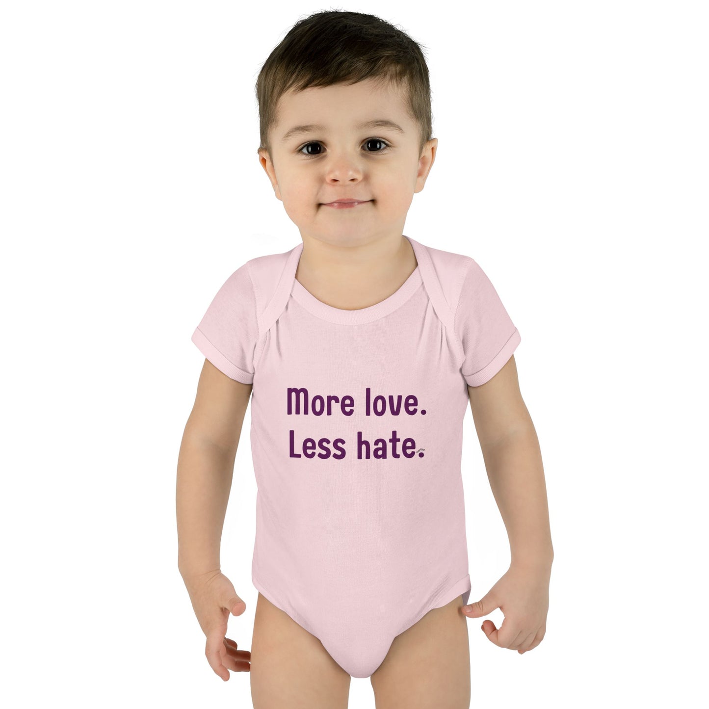 "More love. Less hate." – Baby Onesie, Positive Message Newborn Gift
