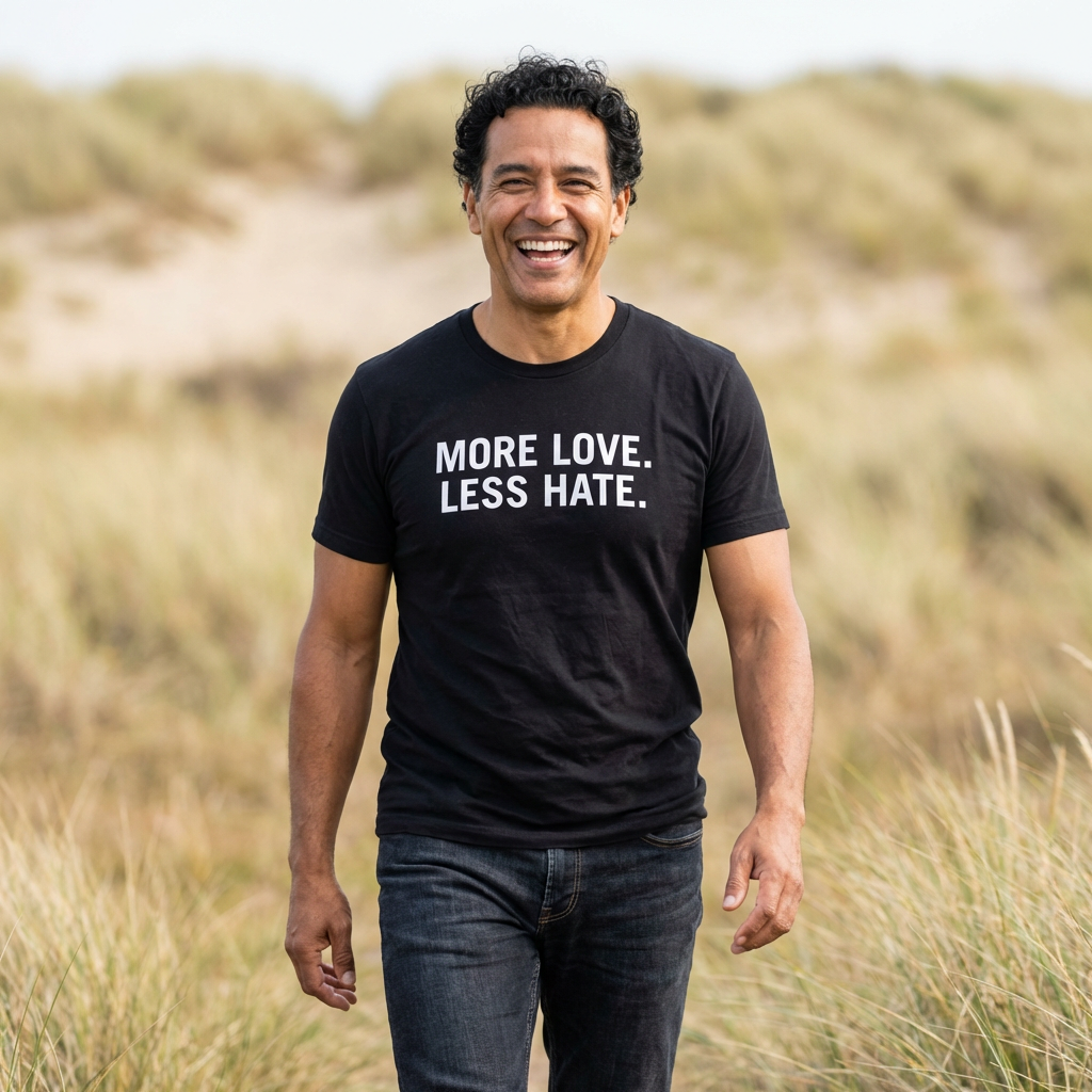 "More Love. Less Hate." Kindness Unixex Cotton T-shirt.