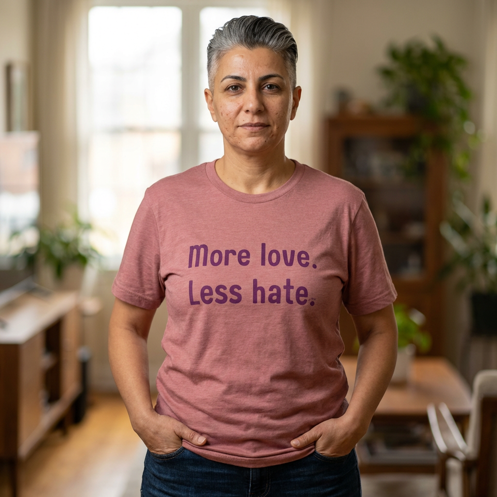 "More Love. Less Hate." Kindness Unixex Cotton T-shirt.