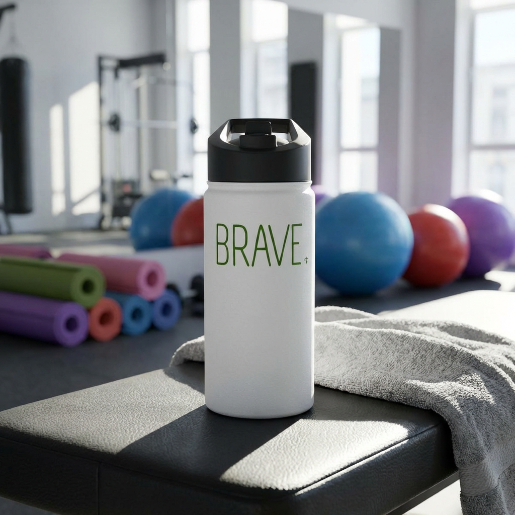 "BRAVE." Stainless Steel Water Bottle — Inspirational Insulated Bottle, Eco Friendly