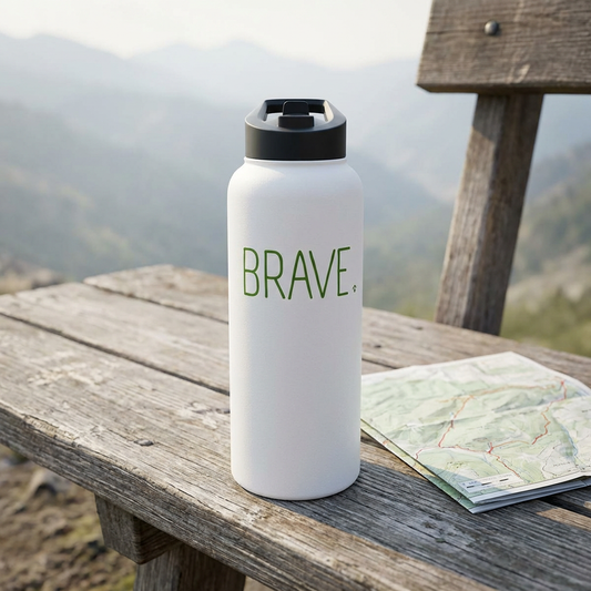 "BRAVE." Stainless Steel Water Bottle — Inspirational Insulated Bottle, Eco Friendly