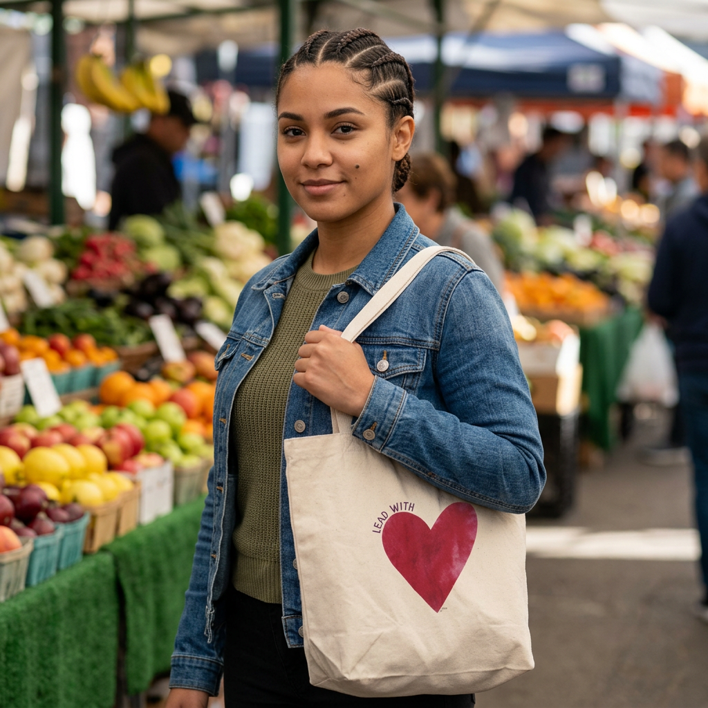 "Lead with love" Organic Canvas Tote Bag