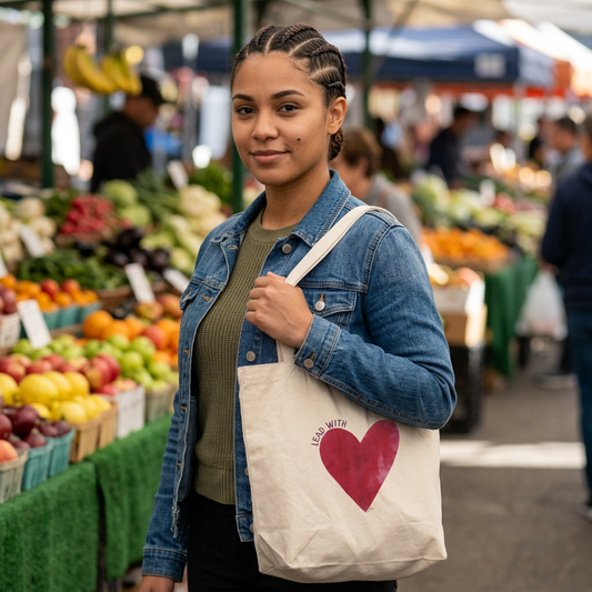 "Lead with love" Organic Canvas Tote Bag