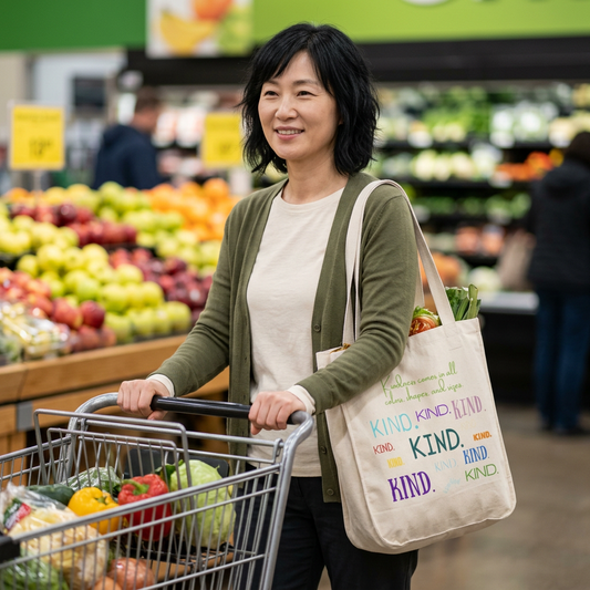 "Kind." Multi-Color Organic Cotton Tote Bag