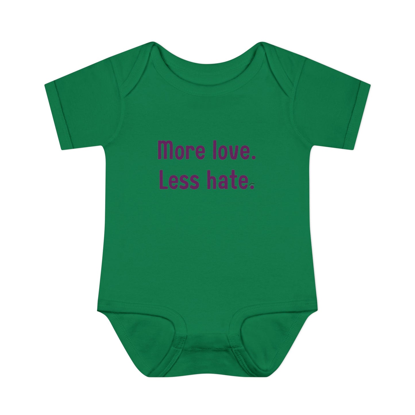 "More love. Less hate." – Baby Onesie, Positive Message Newborn Gift