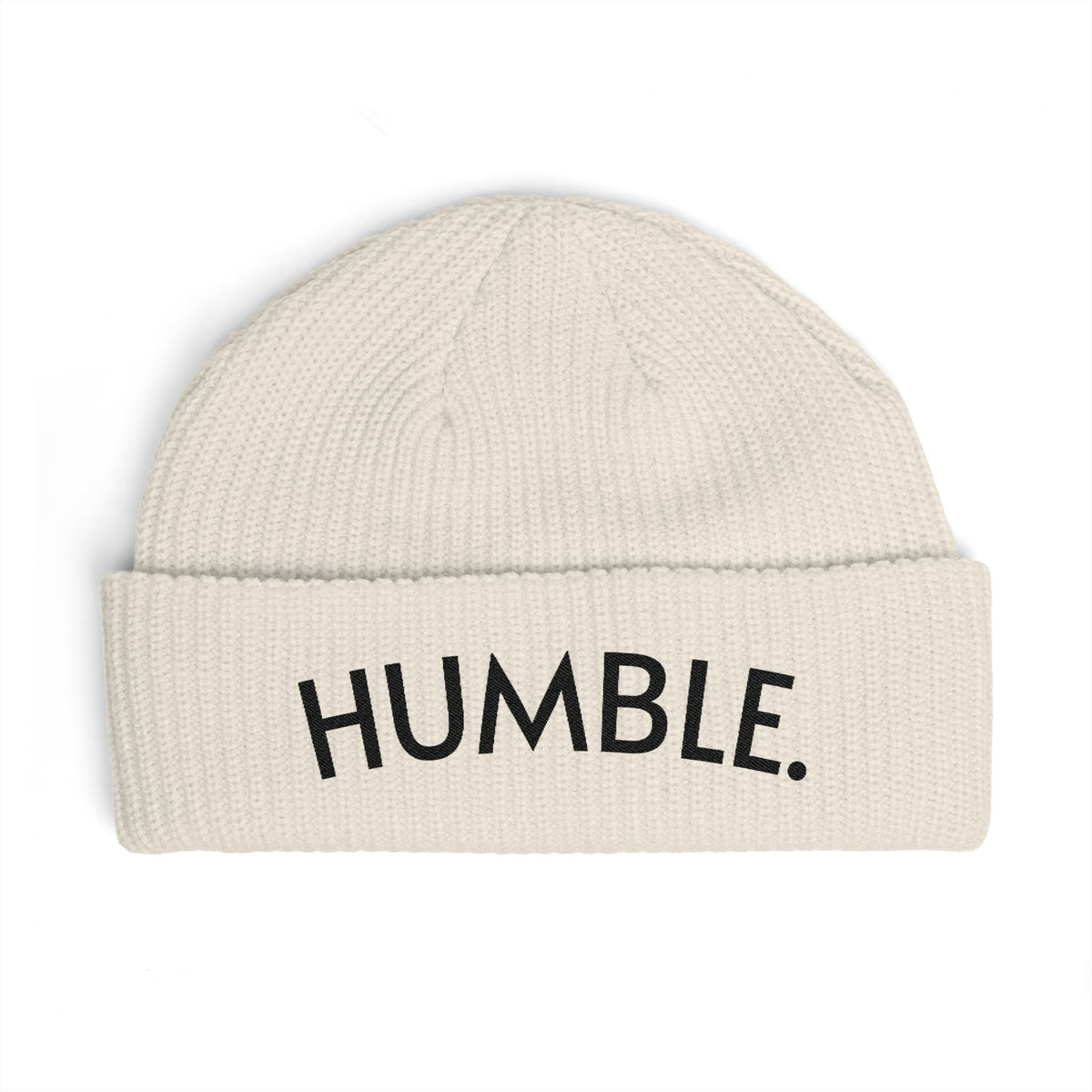 "HUMBLE." Embroidered Cuff Fisherman Beanie