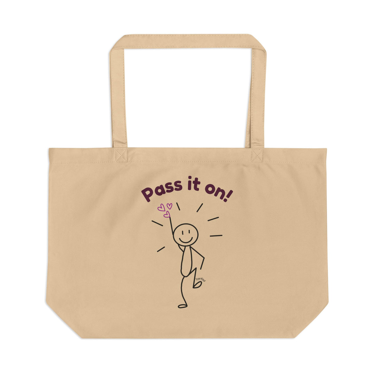 "Pass Love On!" Large Organic Cotton Tote Bag