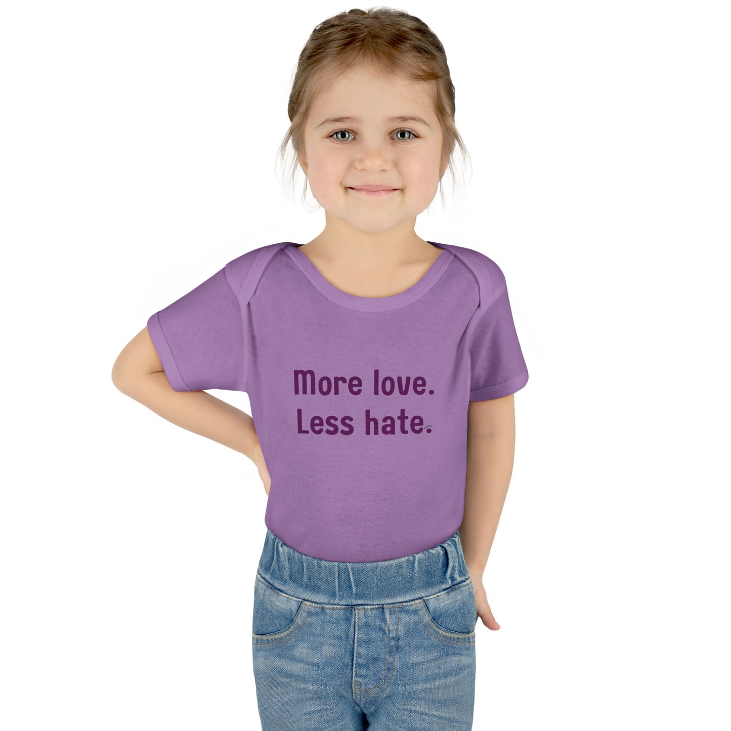 "More love. Less hate." – Baby Onesie, Positive Message Newborn Gift