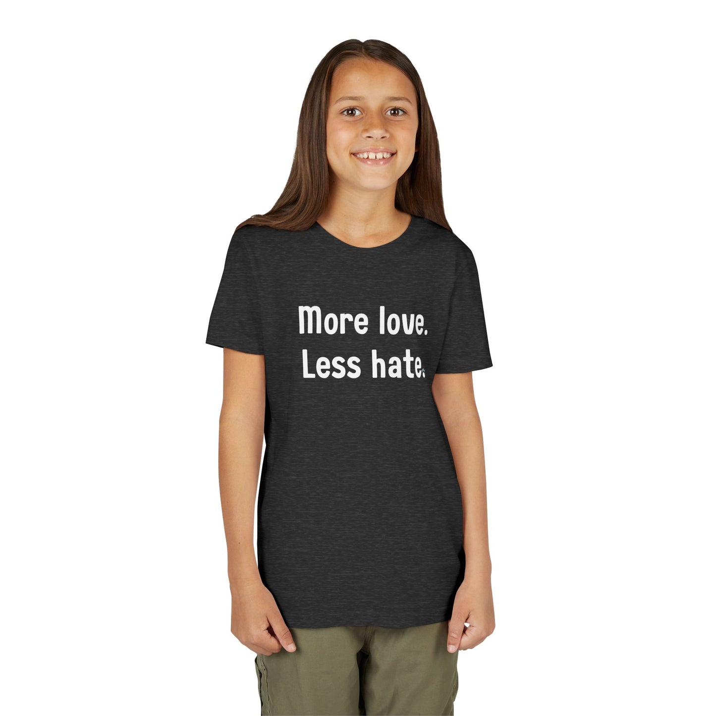 "More love. Less hate." Inspirational Kids T-Shirt
