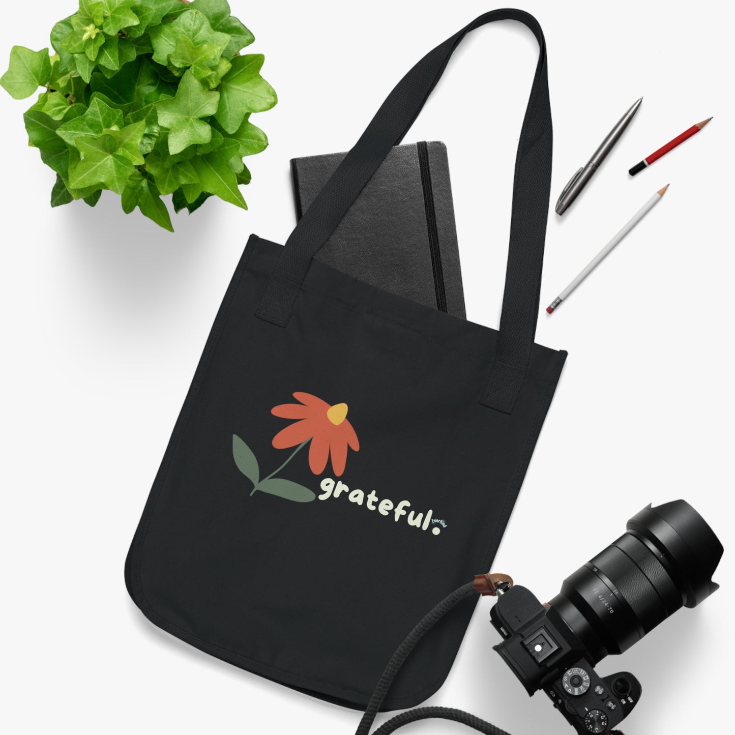 "grateful." Organic Canvas Tote Bag