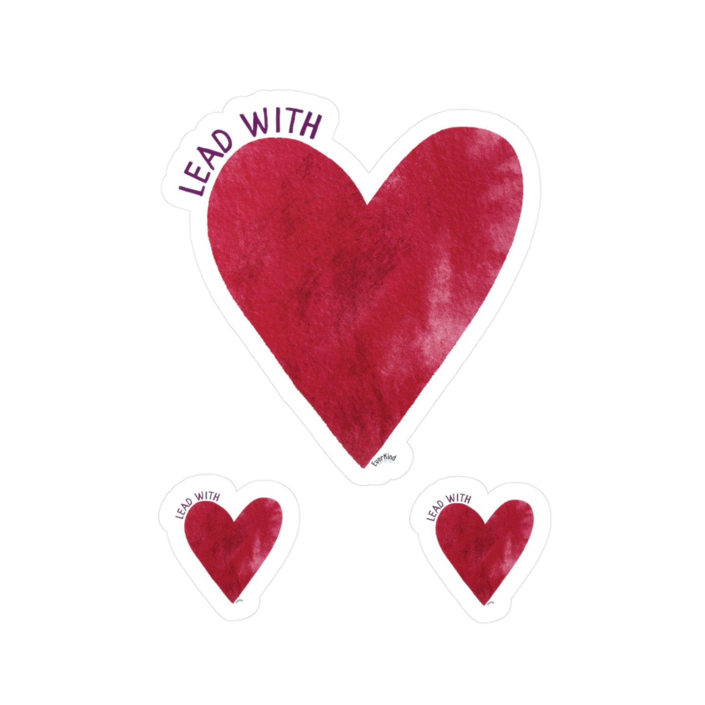 Lead With Love Heart Vinyl Sticker Set — Kiss-Cut Red Heart Decals