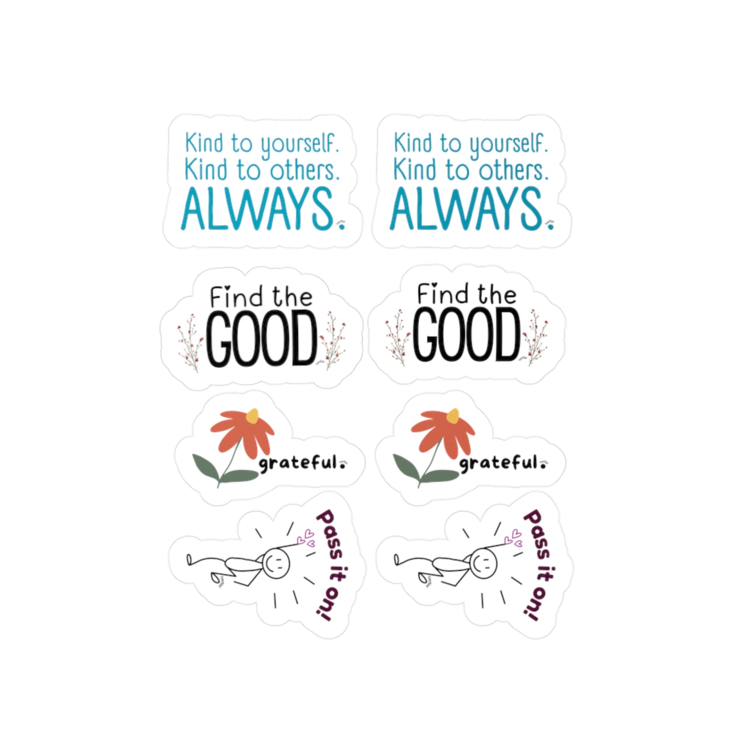 Kindness & Positivity Sticker Sheet – Inspirational Quote Stickers Gift