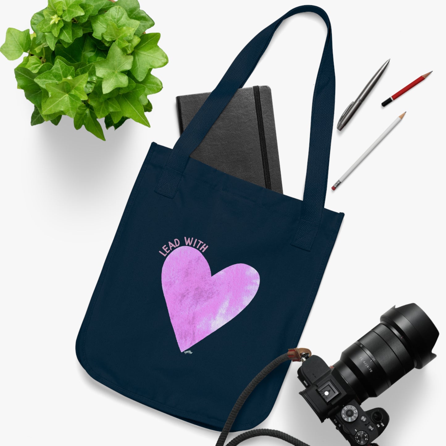 "Lead with love" Organic Canvas Tote Bag