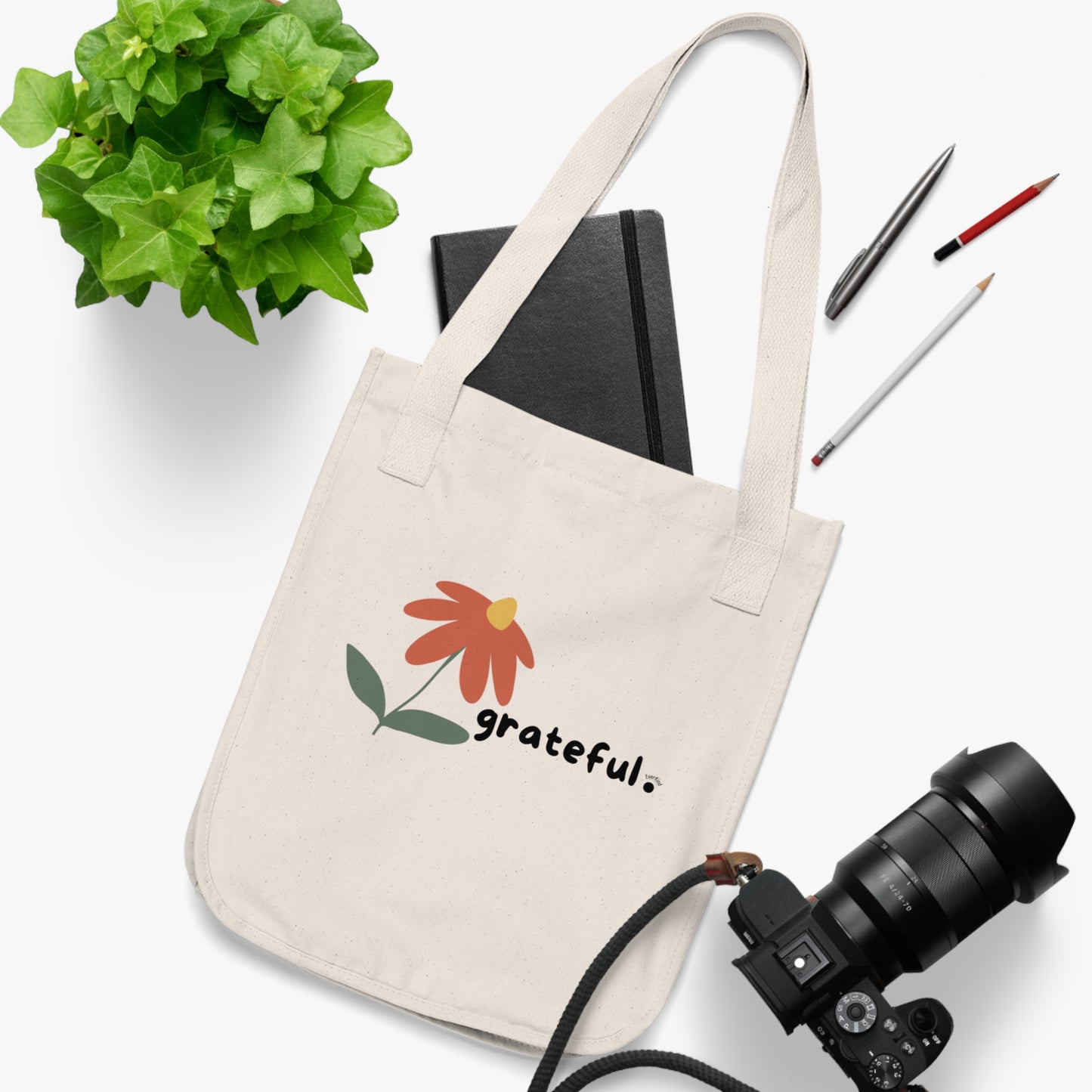 "grateful." Organic Canvas Tote Bag