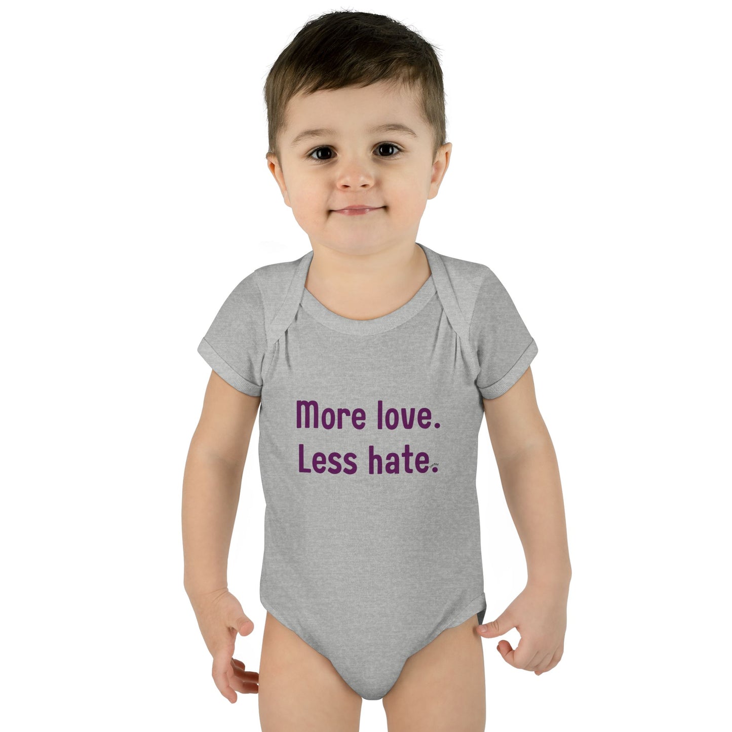 "More love. Less hate." – Baby Onesie, Positive Message Newborn Gift