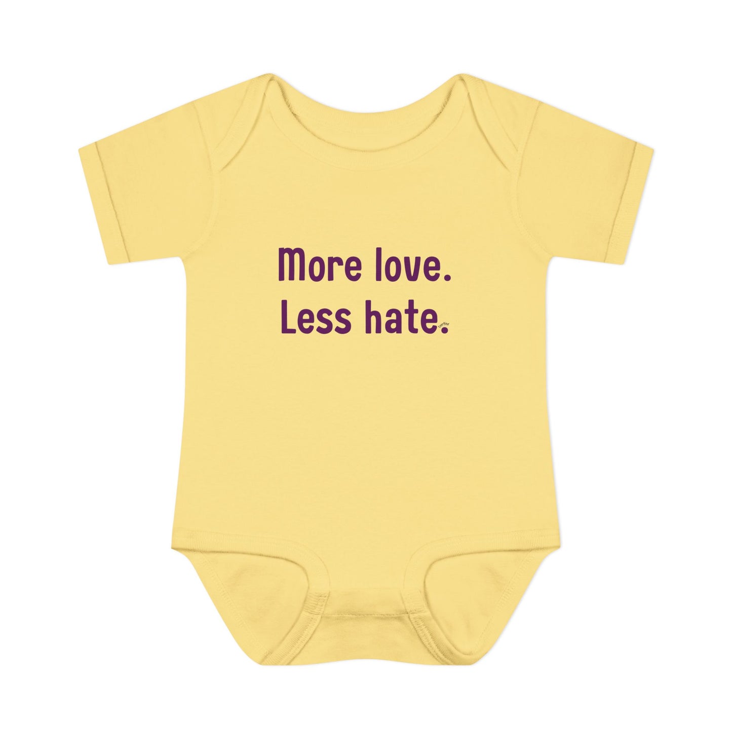 "More love. Less hate." – Baby Onesie, Positive Message Newborn Gift