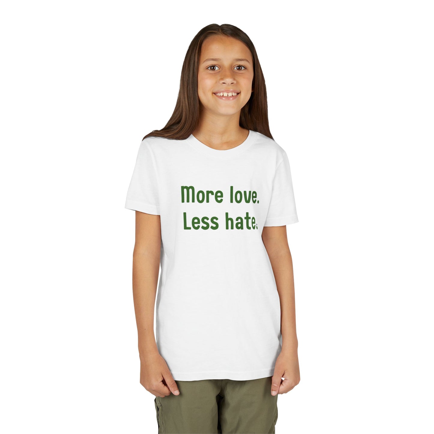 "More love. Less hate." Inspirational Kids T-Shirt